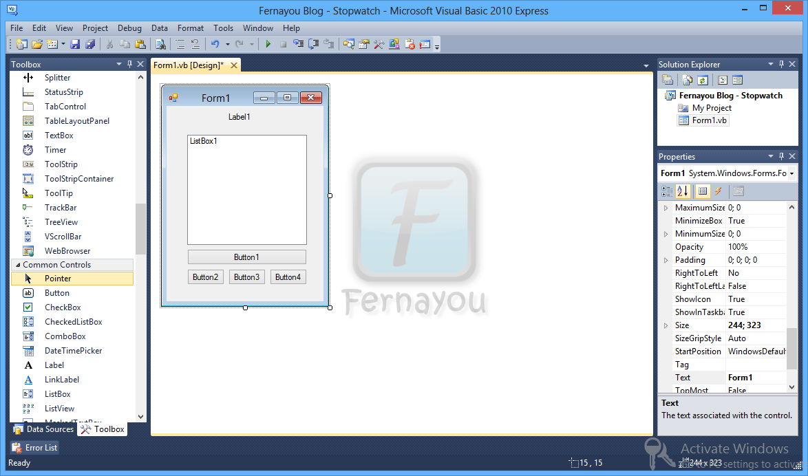 Cara membuat Stopwatch dengan Visual Basic 2010