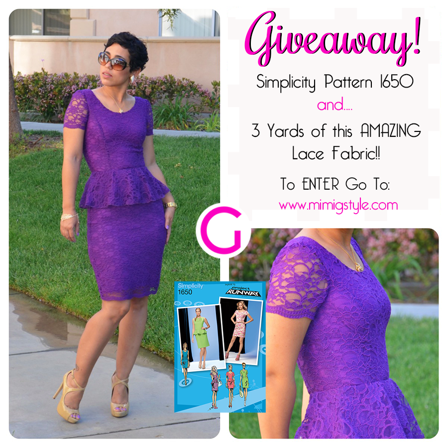 DIY Lace Peplum Dress + Pattern & Fabric Giveaway + Review! Fashion