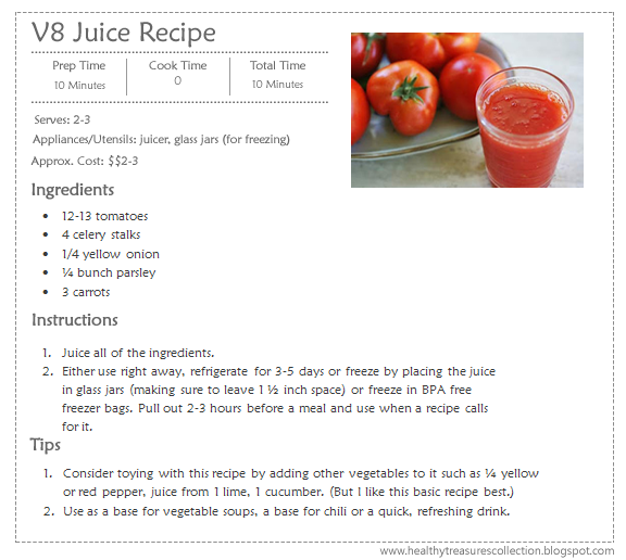 Healthy Treasures V8 Juice Recipe