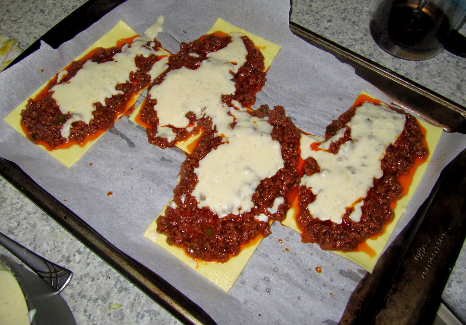 Broiled lasagna with umami bolognese sauce