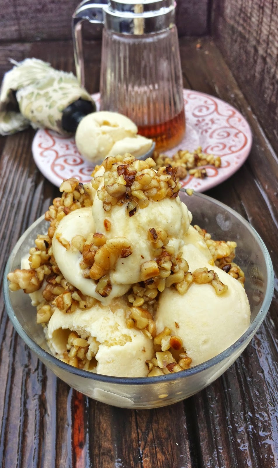maple walnut ice cream close up