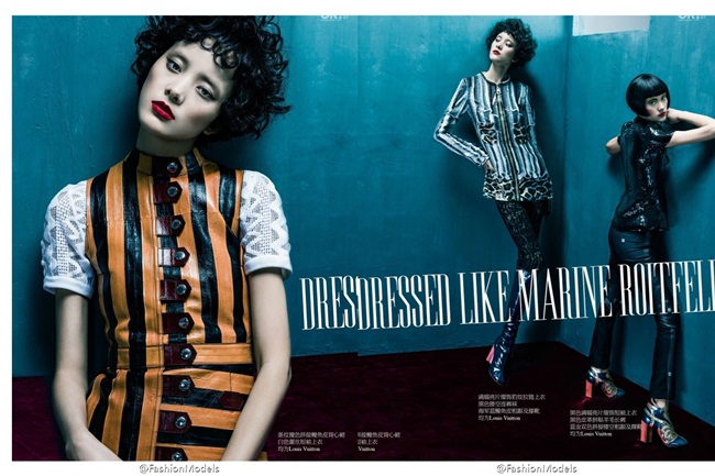 OK!精彩 China 15th March 2015, Emma Pei 裴蓓 Louis Vuitton SS 2015 Deep Yellow Stripes Dress Editorials