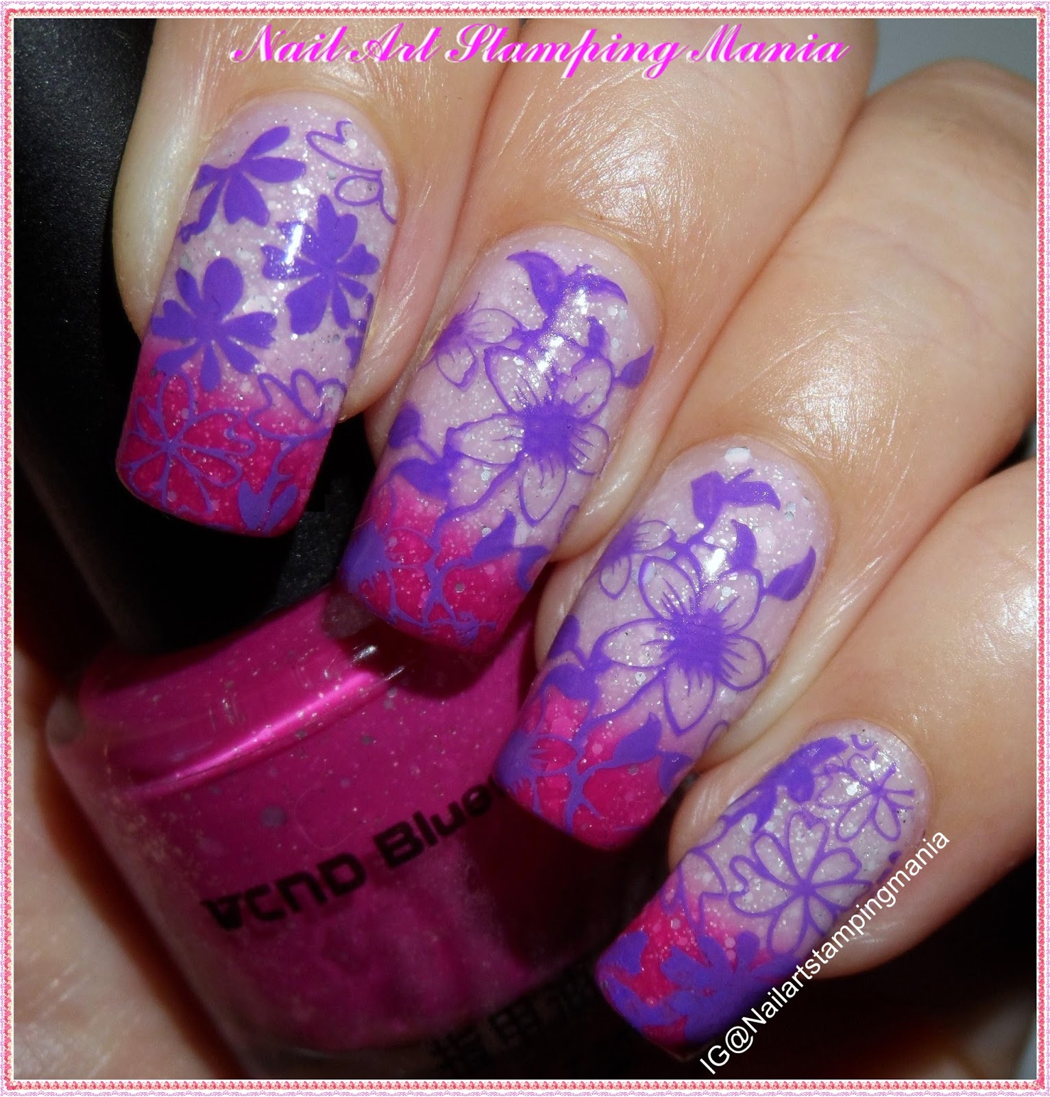 Nail Art Stamping Mania Glitter Thermal Nail Polish FuchsiaLight Pink