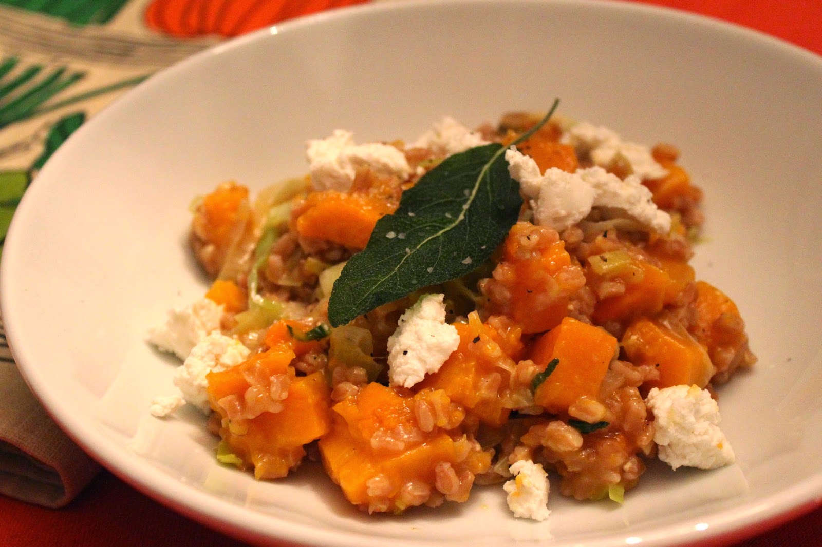 Delicious Dishings Farrotto With Butternut Squash, Sage, And Goat Cheese