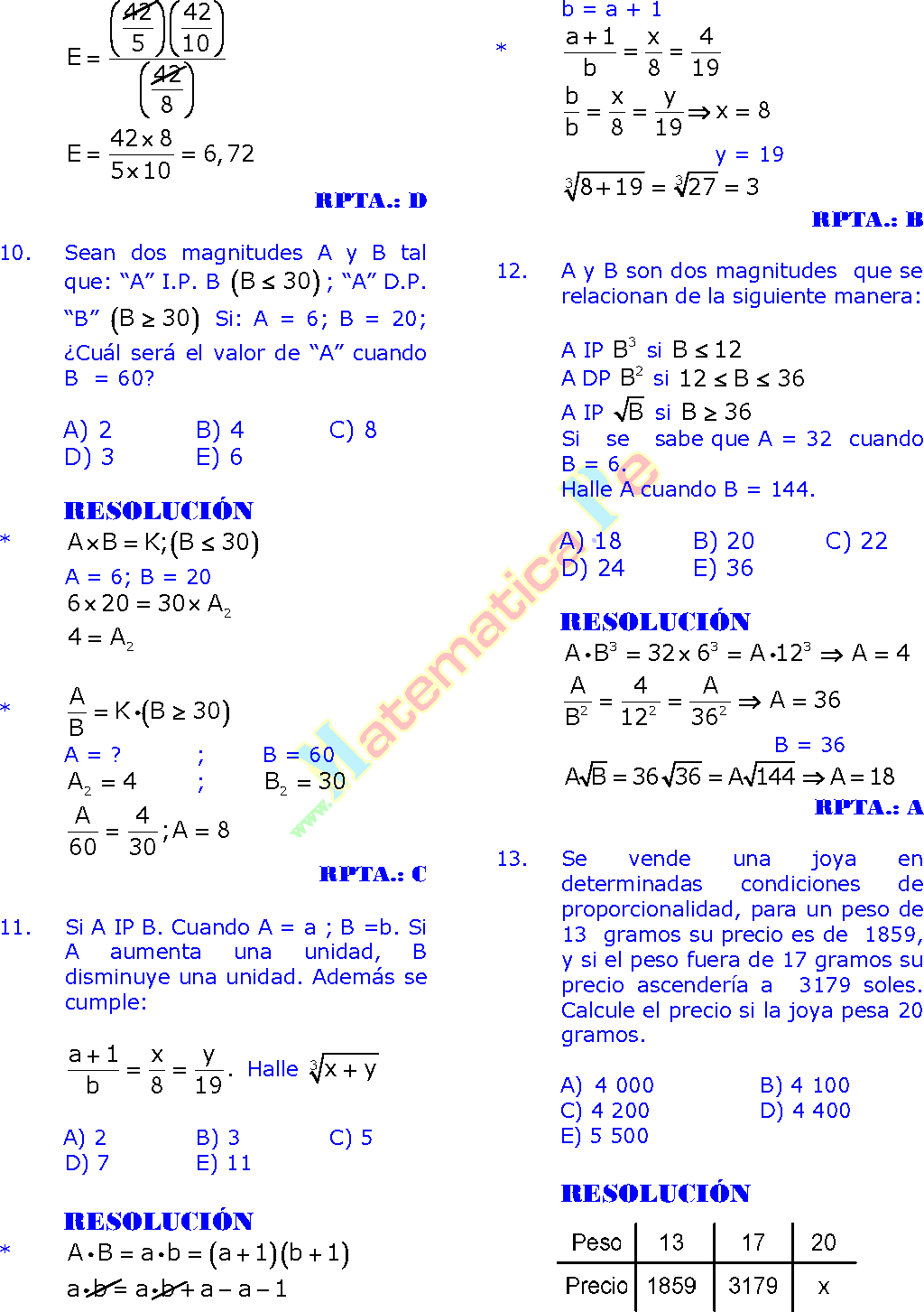 Problemas De Ecuaciones 3 Eso Resueltos Pdf MAGNITUDES PROPORCIONALES EJERCICIOS RESUELTOS DE ARITMÉTICA