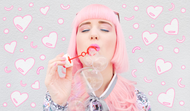 Sara is in Love with… Ootd Streetstyle blogger look kawaii cute Illustrated People Harajuku dress and Clara Chérie pink Barbie hair collar kawaii look, Illustrated People, Harajuku dress
