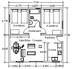 planos de casas de 8x8