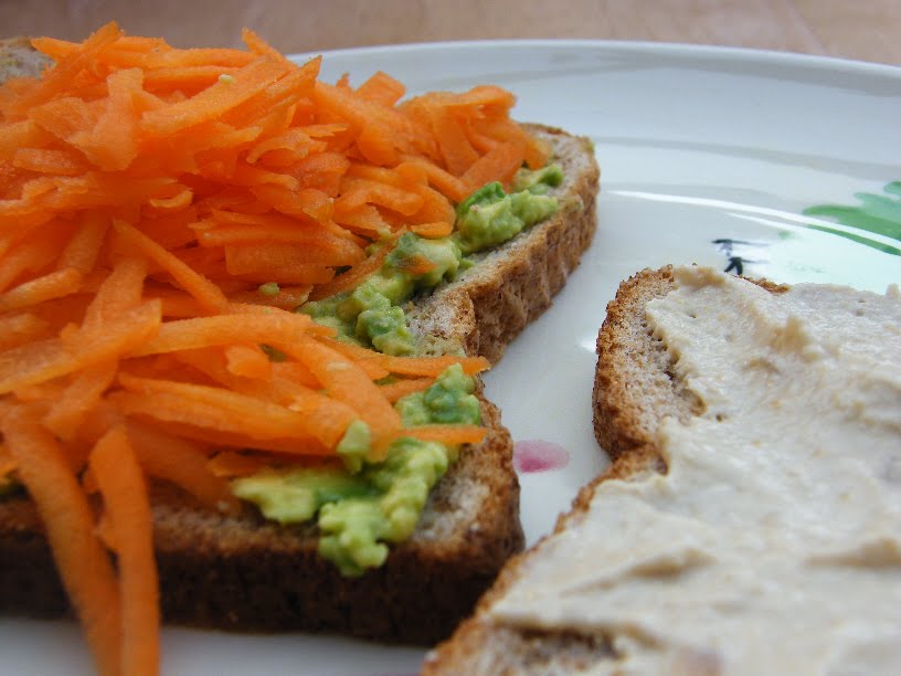 Carrot, Hummus & Avocado Sandwiches Tinned Tomatoes