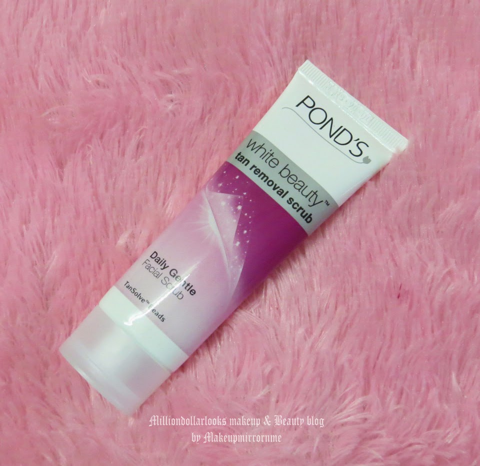 Pond's White beauty tan removal scrub review and pictures, Indian makeup and beauty blogger, Indian beauty blogger Pond's White beauty tan removal scrub review and pictures, How to remove tan, Tan removal tips at home, How to get clear skin, Products that remove tan, Indian makeup and beauty blog, Indian beauty blogger, Facial scrub, Daily gentle facial scrub, Milliondollarlooks makeup and beauty blog by Makeupmirrornme, Pond's white beauty range in India and price
