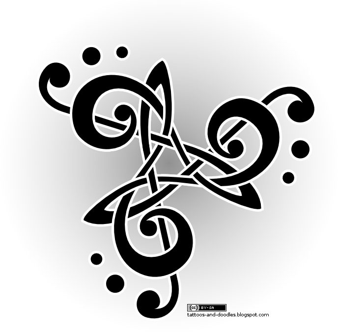 Tattoos and doodles: Music triskele, treble clef