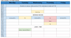 Timetable - Single subjects