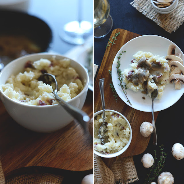 http://minimalistbaker.com/cauliflower-mashed-potatoes-with-mushroom-gravy/
