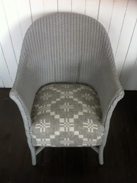 Mick Sheridan Upholstery LLoyd Loom chairs and ottomans in Welsh wool