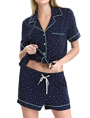 The Best Cherrydew Women S Pajamas Short Set Soft Bamboo Button