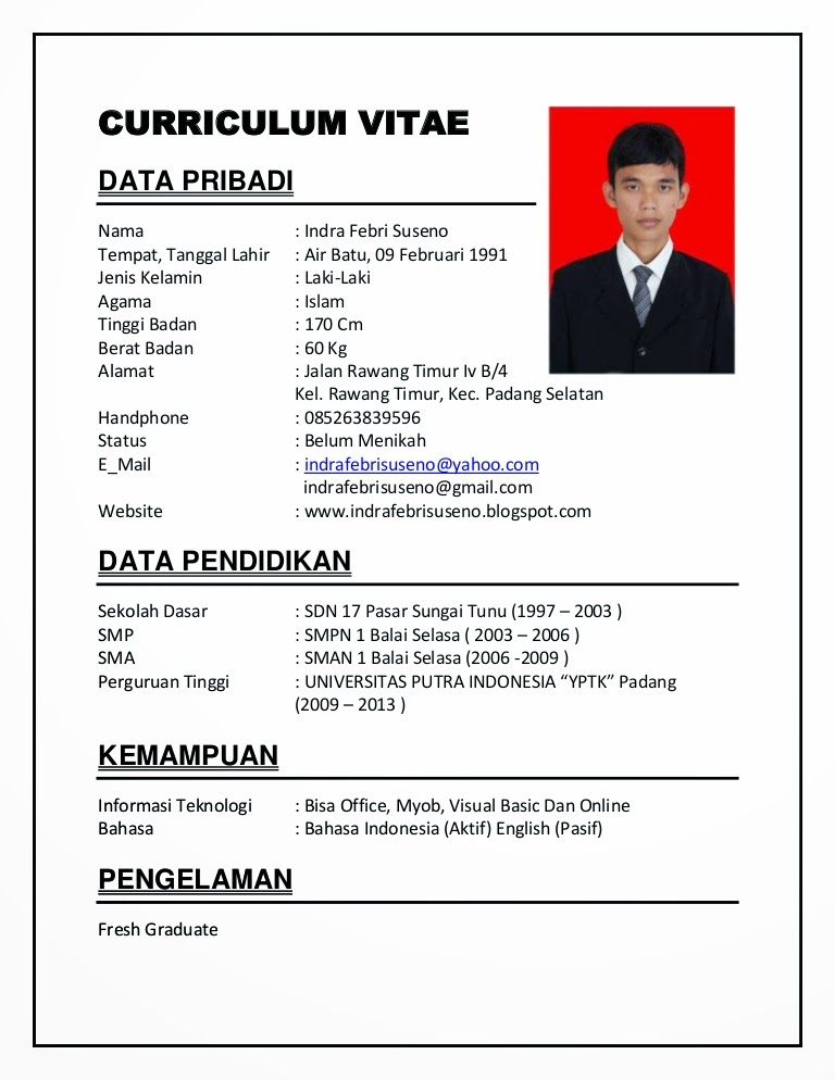 Membuat Cv Yang Baik Untuk Melamar Kerja | contoh cv curriculum vitae lamaran kerja yang baik untuk Membuat Cv Yang Baik Untuk Melamar Kerja | contoh cv curriculum vitae lamaran kerja yang baik untuk