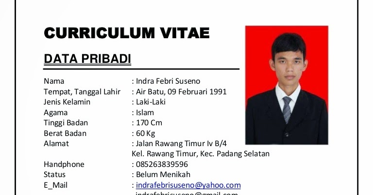 Contoh Curriculum Vitae Untuk Pns Contoh Cv Curriculum Citae