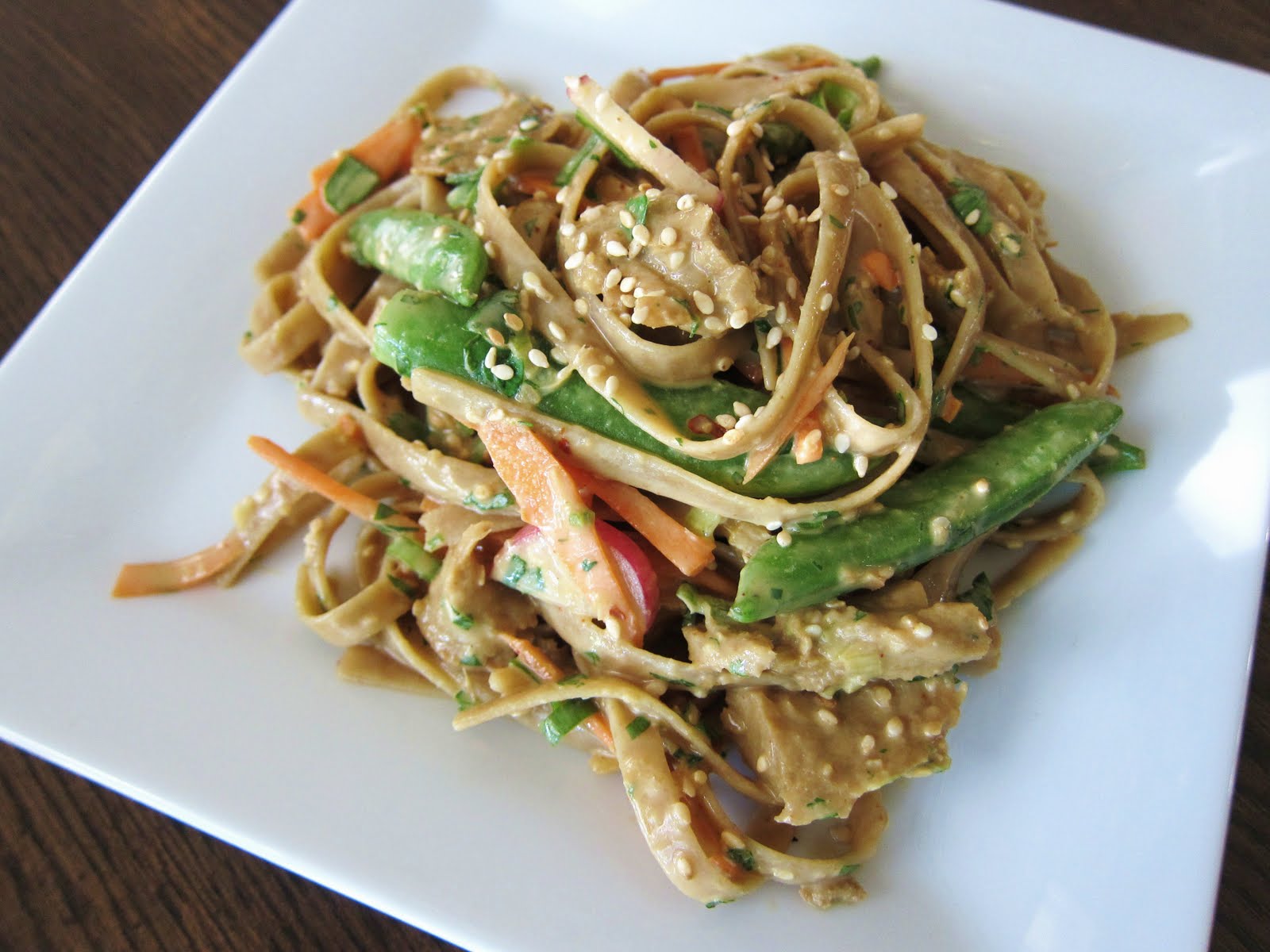 Garlic and Sea Salt Spicy Thai Peanut Noodles with Chicken Style Seitan