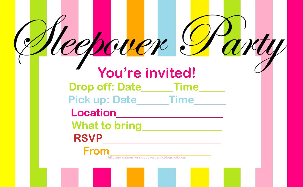 INVITATIONS FOR SLEEPOVER PARTY