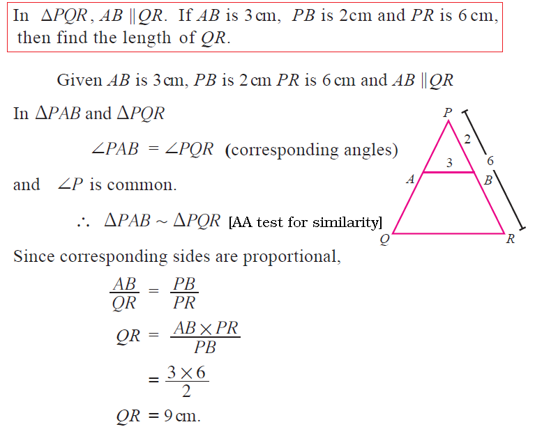 OMTEX CLASSES In ∆ PQR, AB QR. If AB is 3 cm, PB is 2 cm and PR is