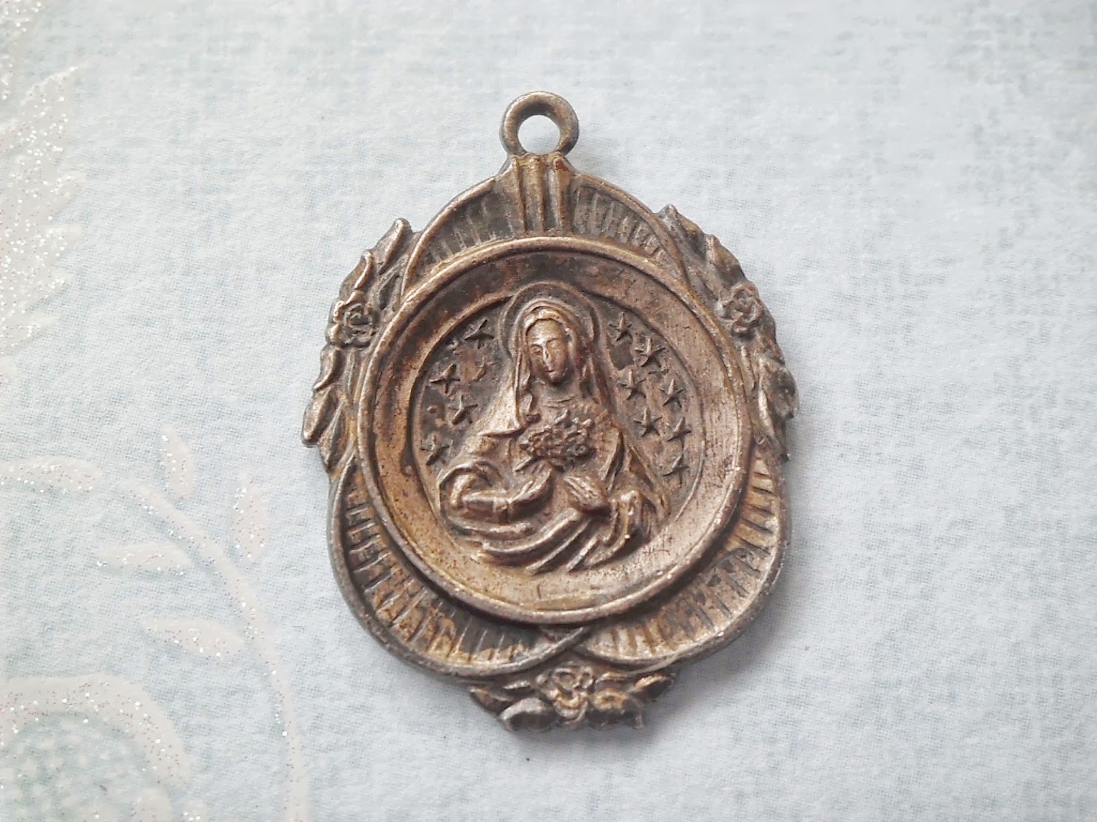Vintage Religious Medals Old Vintage Religious Virgin Mary and Sacred
