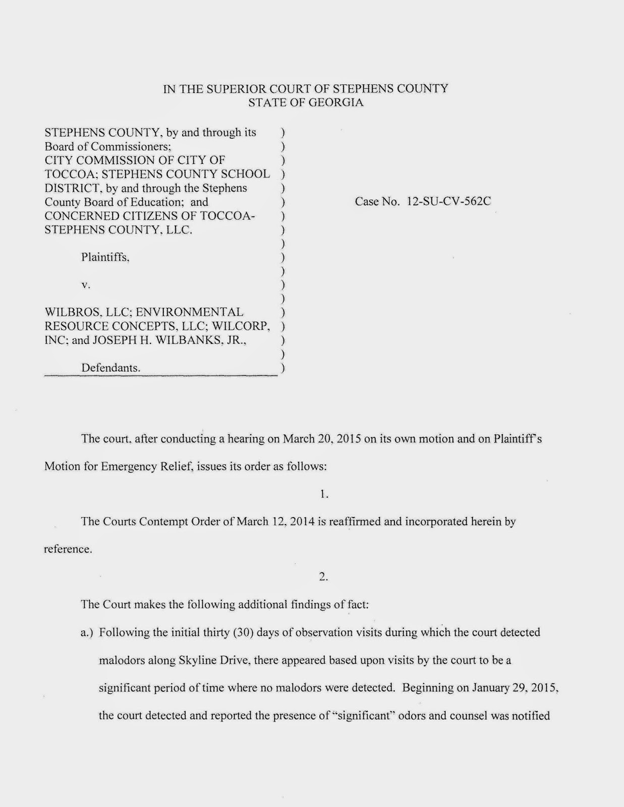 Information On Wilbanks Land Application On Alec Mountain Road 2015