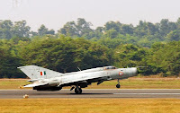 A MiG-21FL lands at the Kalaikunda airforce station after a sortie this week MiG-21FL