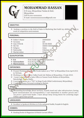 simple cv format in word