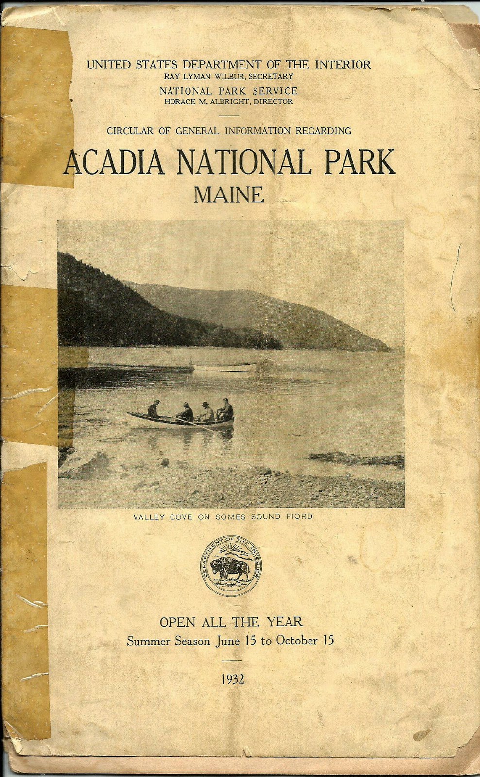 OLD MAPS OF ACADIA NATIONAL PARK ACADIA NATIONAL PARK IN 1932