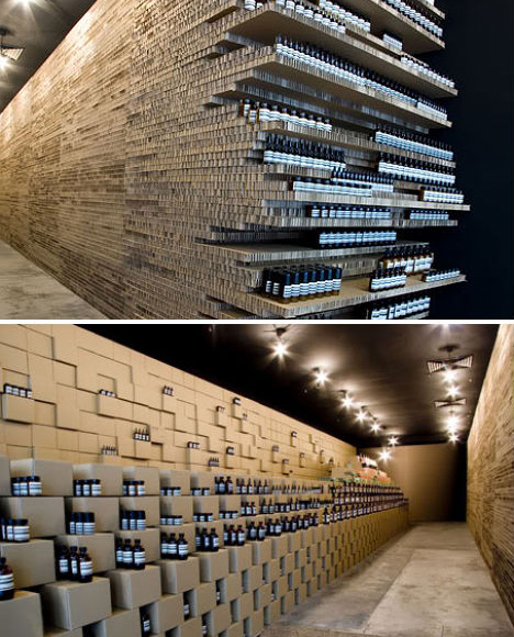 Recycling Crafts | Recycled Materials | Shop with Recycled | Interior Shop with Recycled Materials | eco-store-design-aesop-cardboard