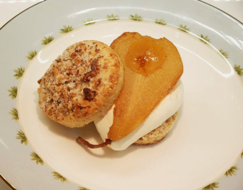 Moveable Feasts Blue Cheese Walnut Biscuits with Pears and Cream