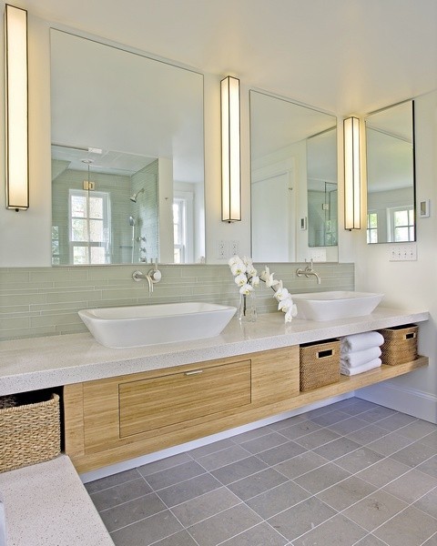 To da loos: Wallmount sink faucet backsplash ideas plus ...