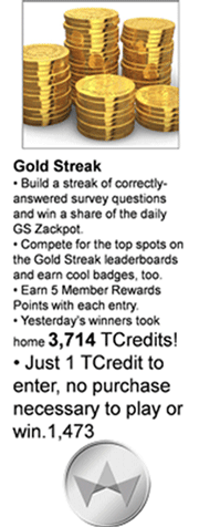 Play Gold Streak Game and earn TCredits