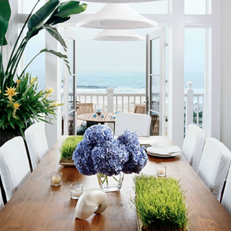 White Coastal Dining Room With An Ocean View White Coastal Dining Room With An Ocean View