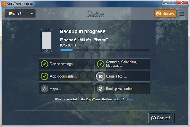iphone backup running in background