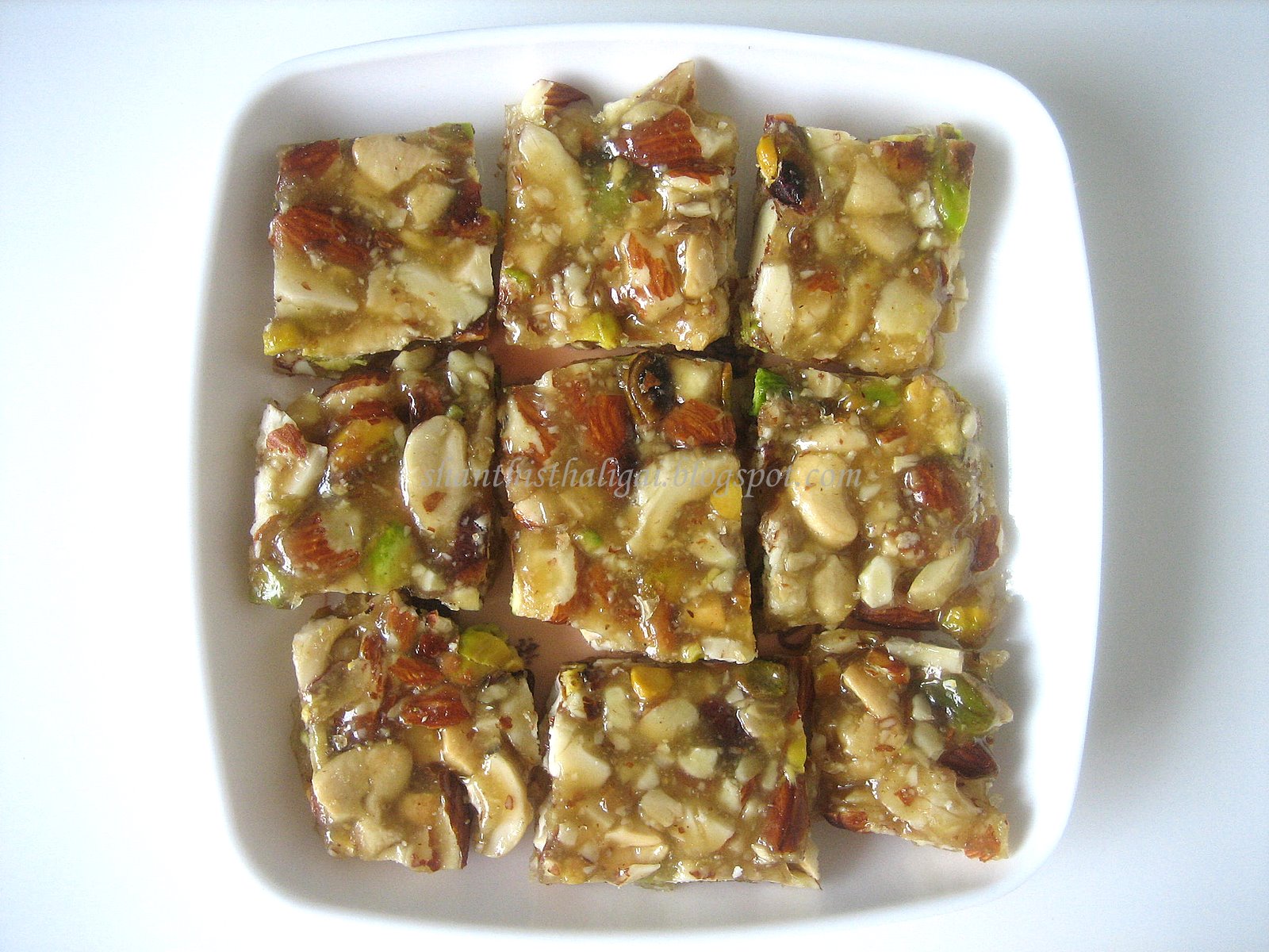 Shanthi Krishnakumar's cook book MULTINUTS CHIKKI / MIXED NUTS CHIKKI