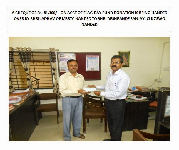 Department of Sainik Welfare Maharashtra FLAG DAY FUND DONATION , ZSWO