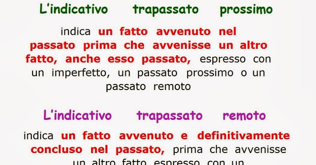 Paradiso delle mappe Il verbo L'indicativo trapassato prossimo