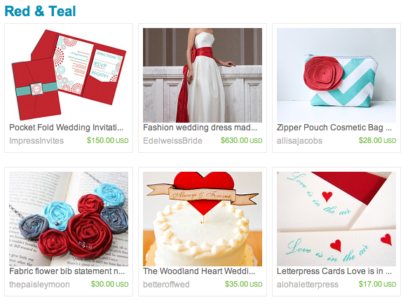 Etsy Weddings email featured lovely items in beautiful color combinations Etsy Weddings email featured lovely items in beautiful color combinations