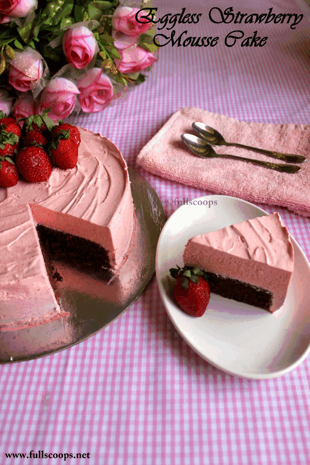 Eggless Strawberry Mousse Cake