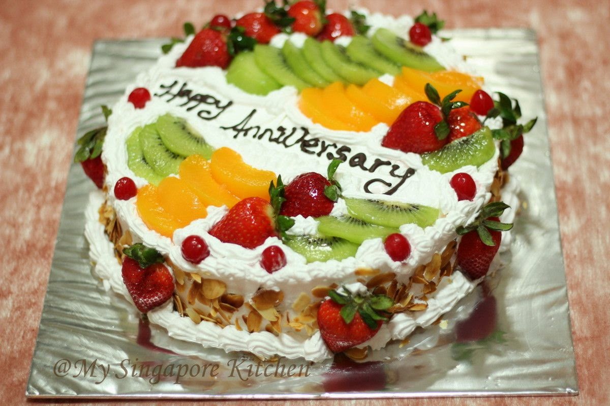 My Singapore Kitchen........ Eggless Fresh Fruit Cake with stepwise