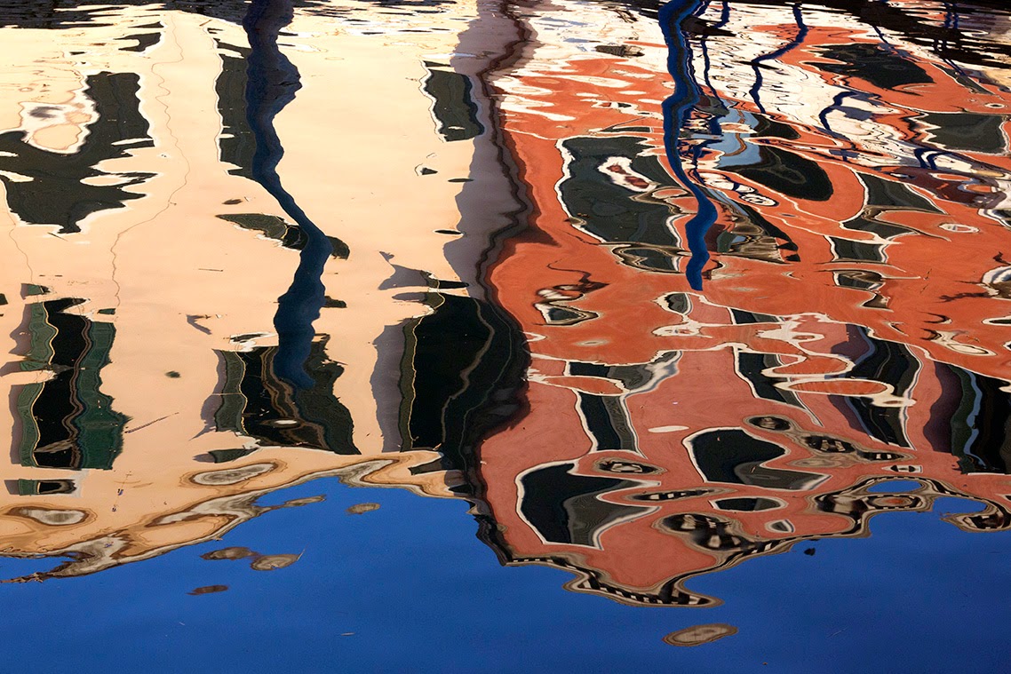 reflection of two houses in a Venetian canal