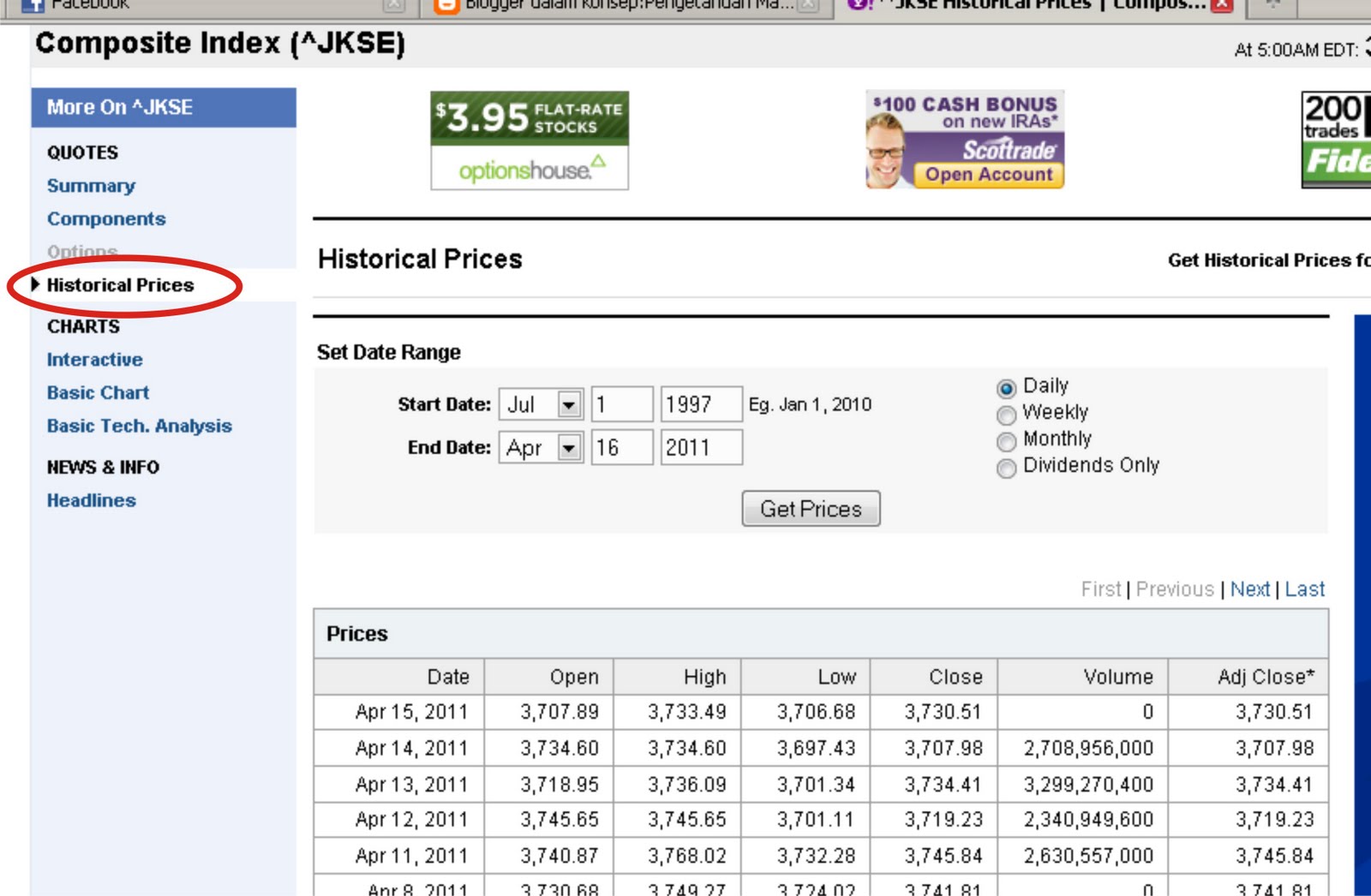 Pencarian simbol opsi saham