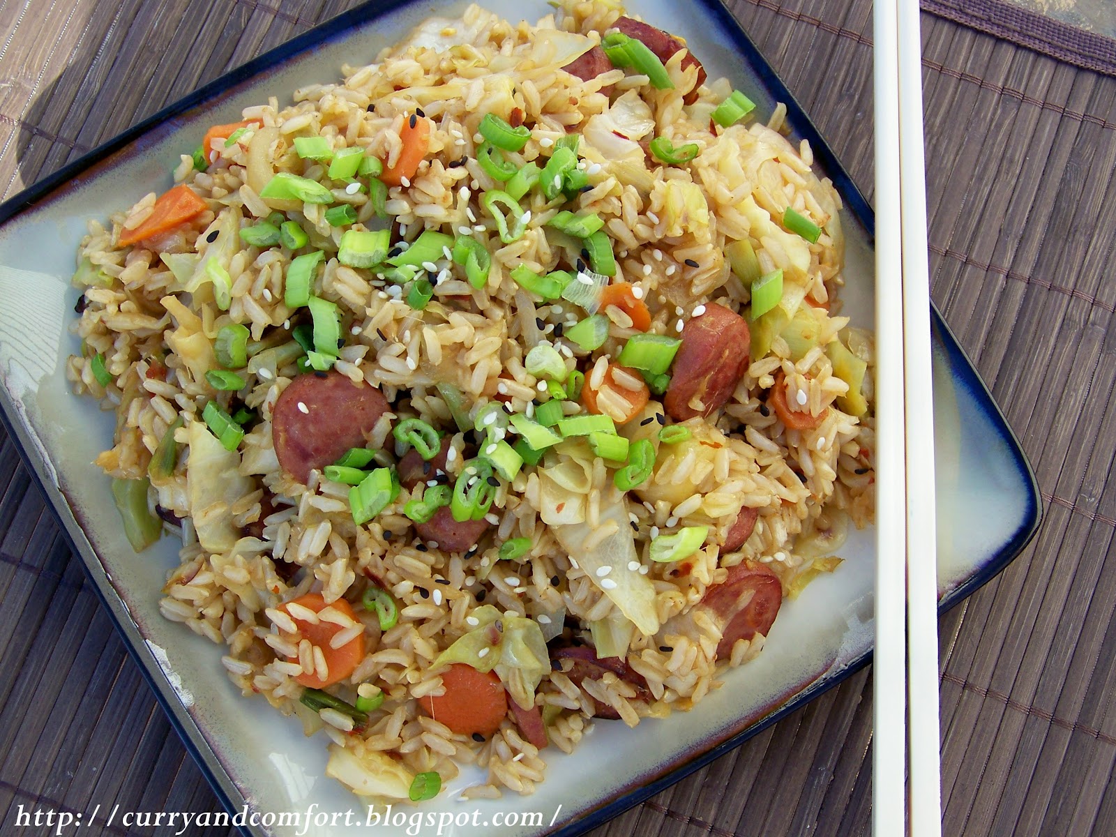 Kitchen Simmer Asian Cabbage and Kielbasa Fried Rice
