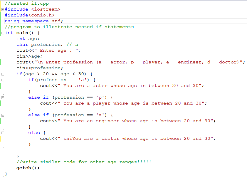 Learning C++ Condition Checking (if else and switch case)