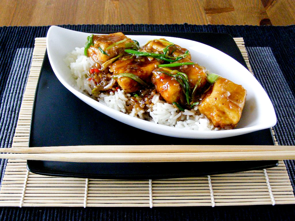 maple•spice Crispy Fried Tofu in a Spicy Teriyaki Sauce