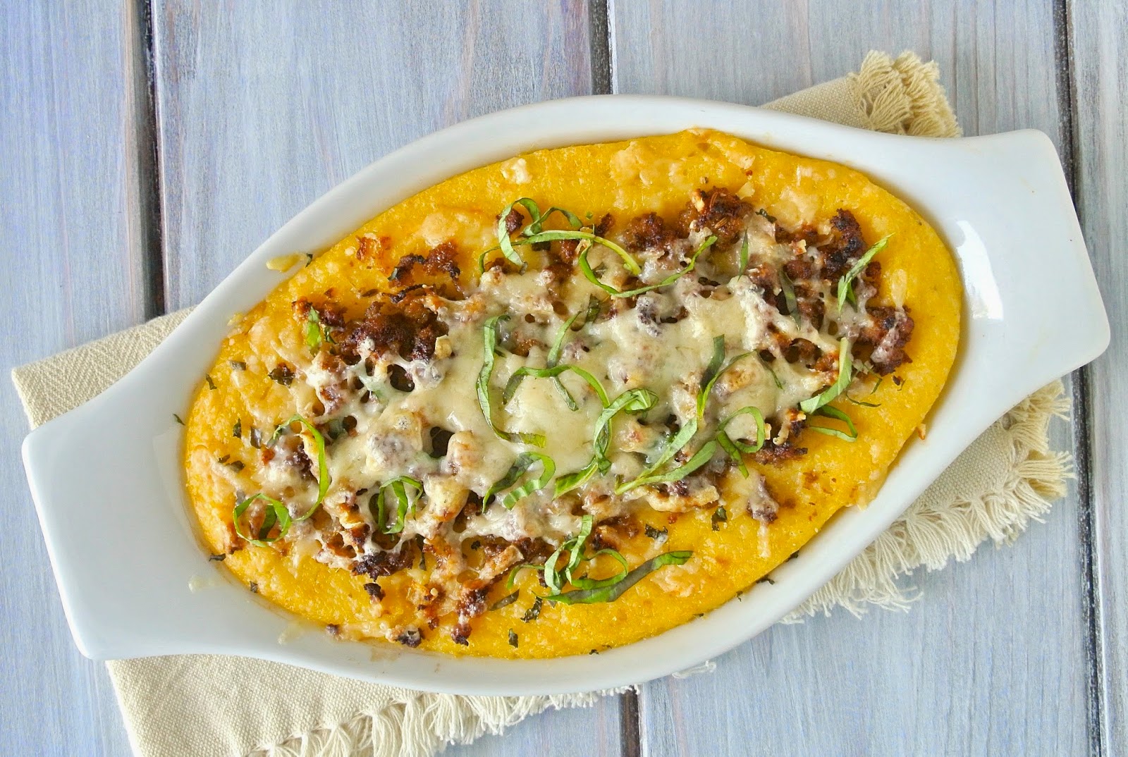 3 cheese polenta with Italian sausage Culinary Ginger