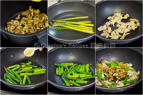 蘆筍炒核桃雞柳製作圖 Stir-fried Asparagus with Chicken and Walnuts