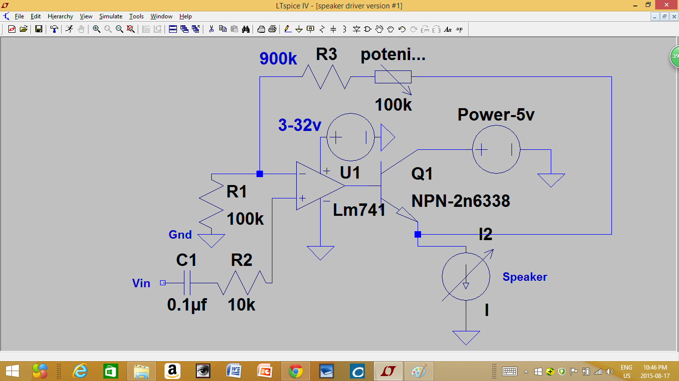 IC Projects Speaker amplifier using the Lm741 Version 1 Project 21