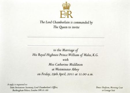 the royal wedding invitation card. An invitation card for; prince