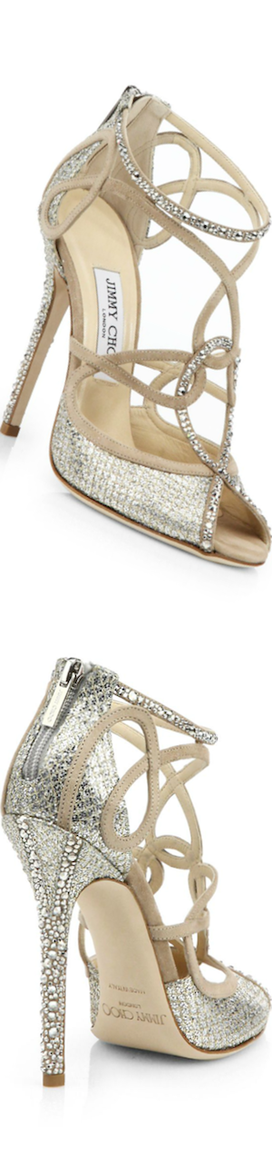 Jimmy Choo Swarovski Crystal-Covered Suede Sandals